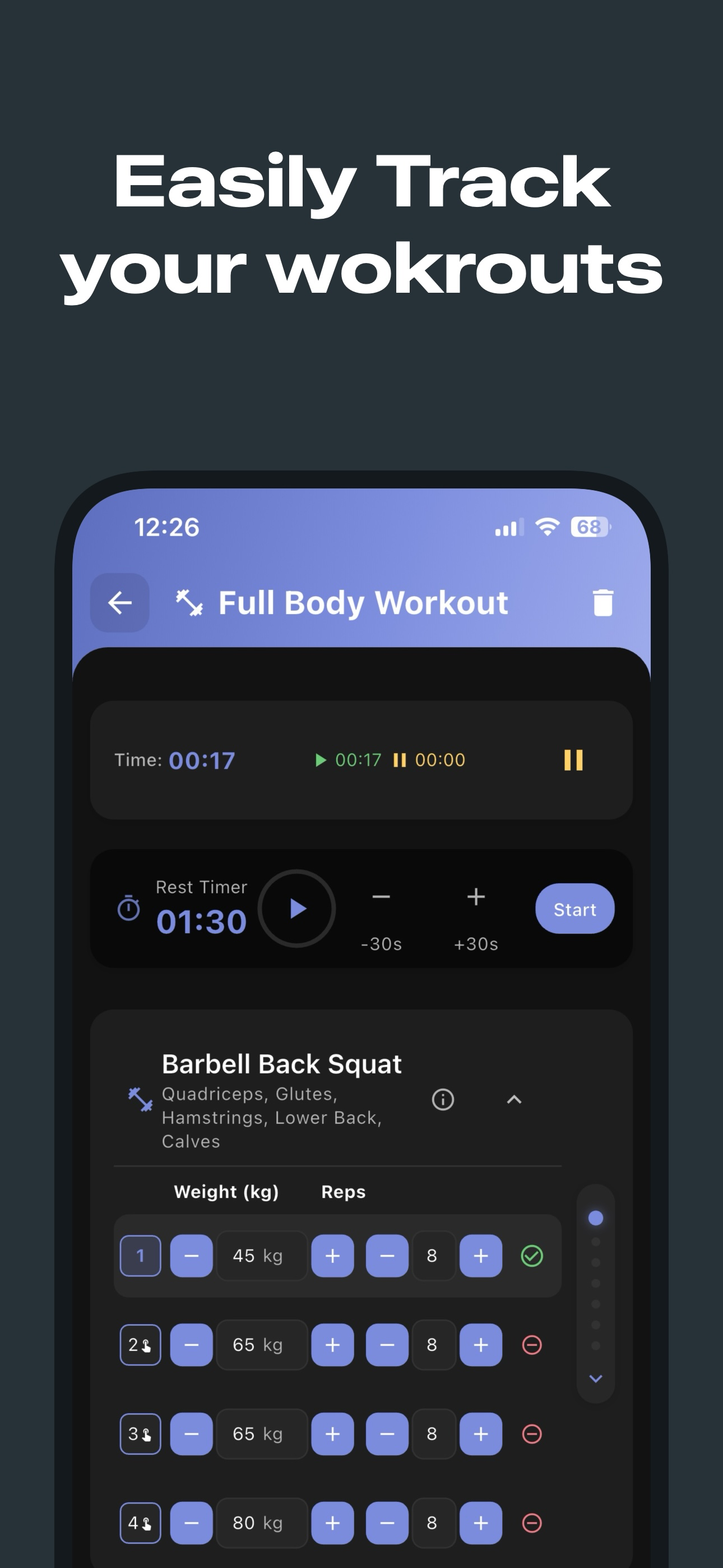 MuscleMate Workout Tracking
