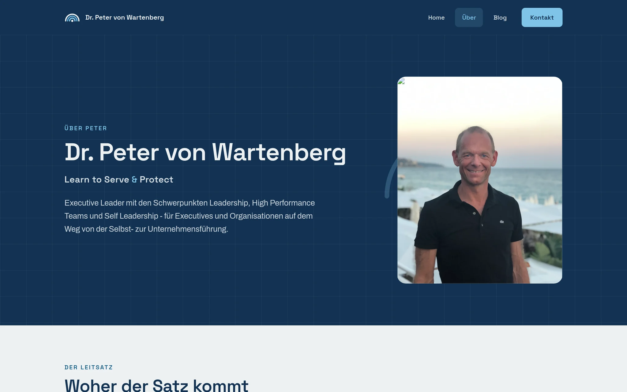 The about page introducing Dr. Peter von Wartenberg